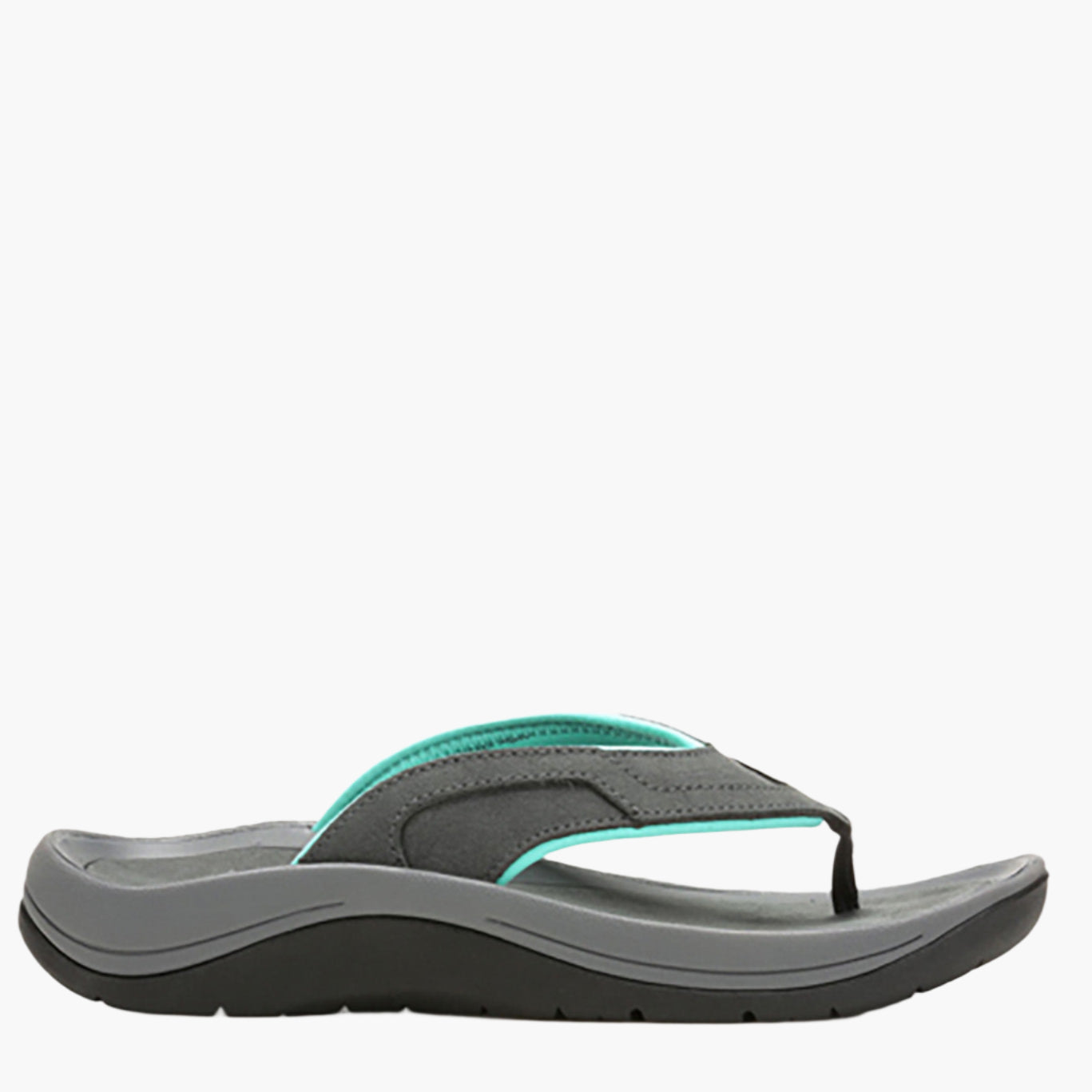 Teal and Gray Flip Flops Commune - Turquoise Gray Rope Sandals - CAPANA main image 2