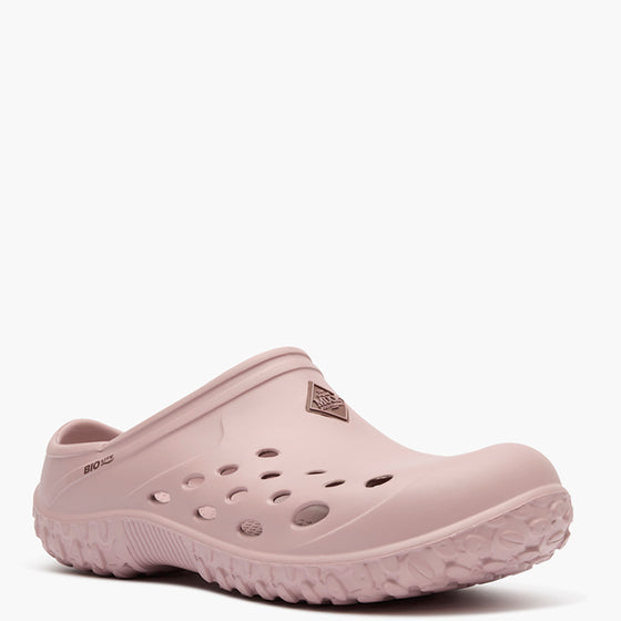 Beige clog shoe on a white background