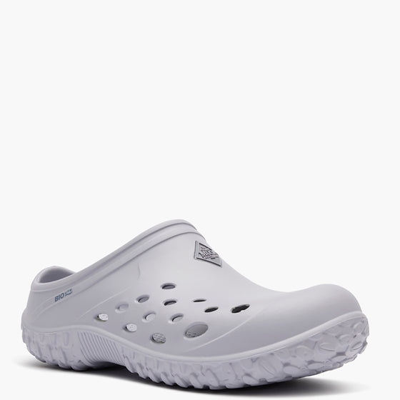 White clog shoe on a white background