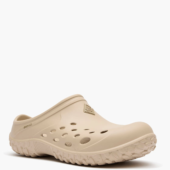 Beige clog shoe on a white background