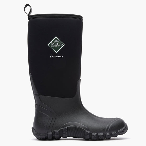 SKU: EWH000T — Edgewater Original Men's 15" Field Boot (Right side view of Black field boot on a grey background)