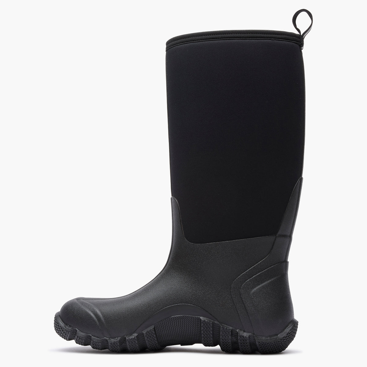 SKU: EWH000T — Edgewater Original Men's 15" Field Boot (Left side view of Black field boot on a grey background)