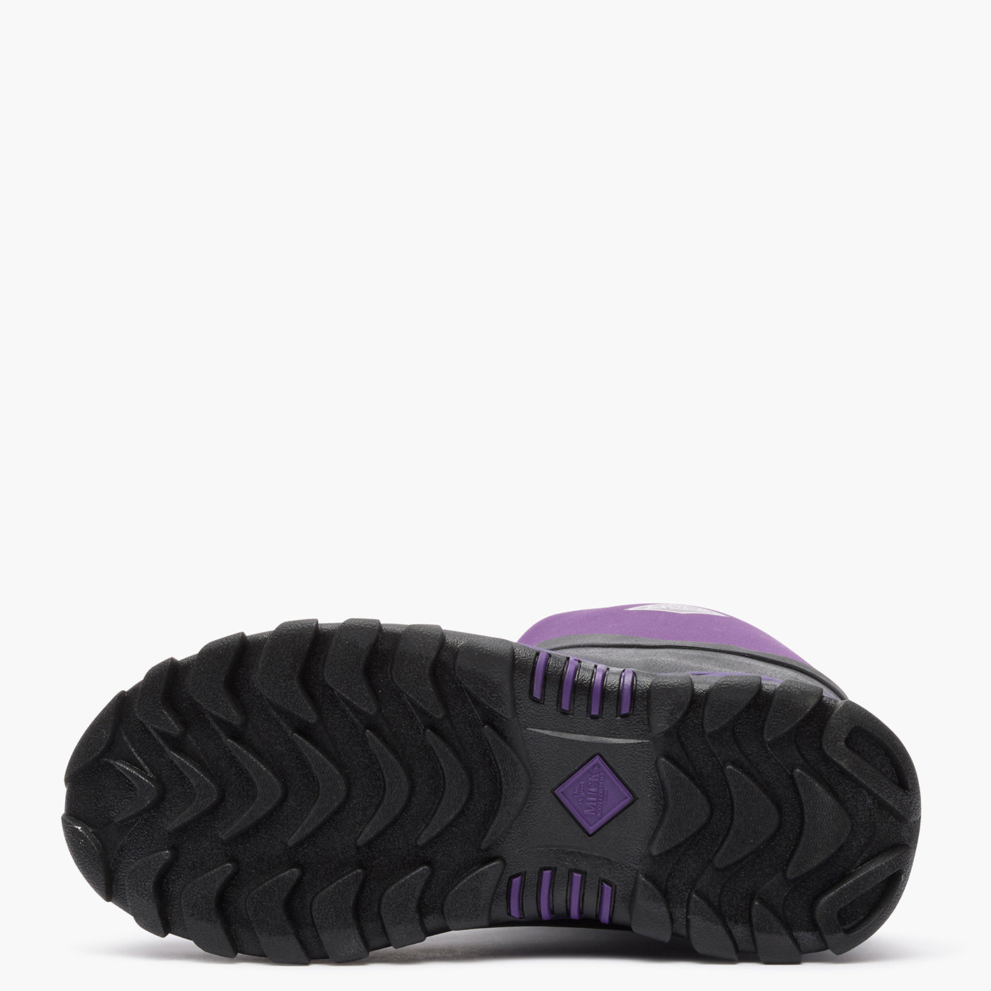 Black and purple sneaker sole on a white background