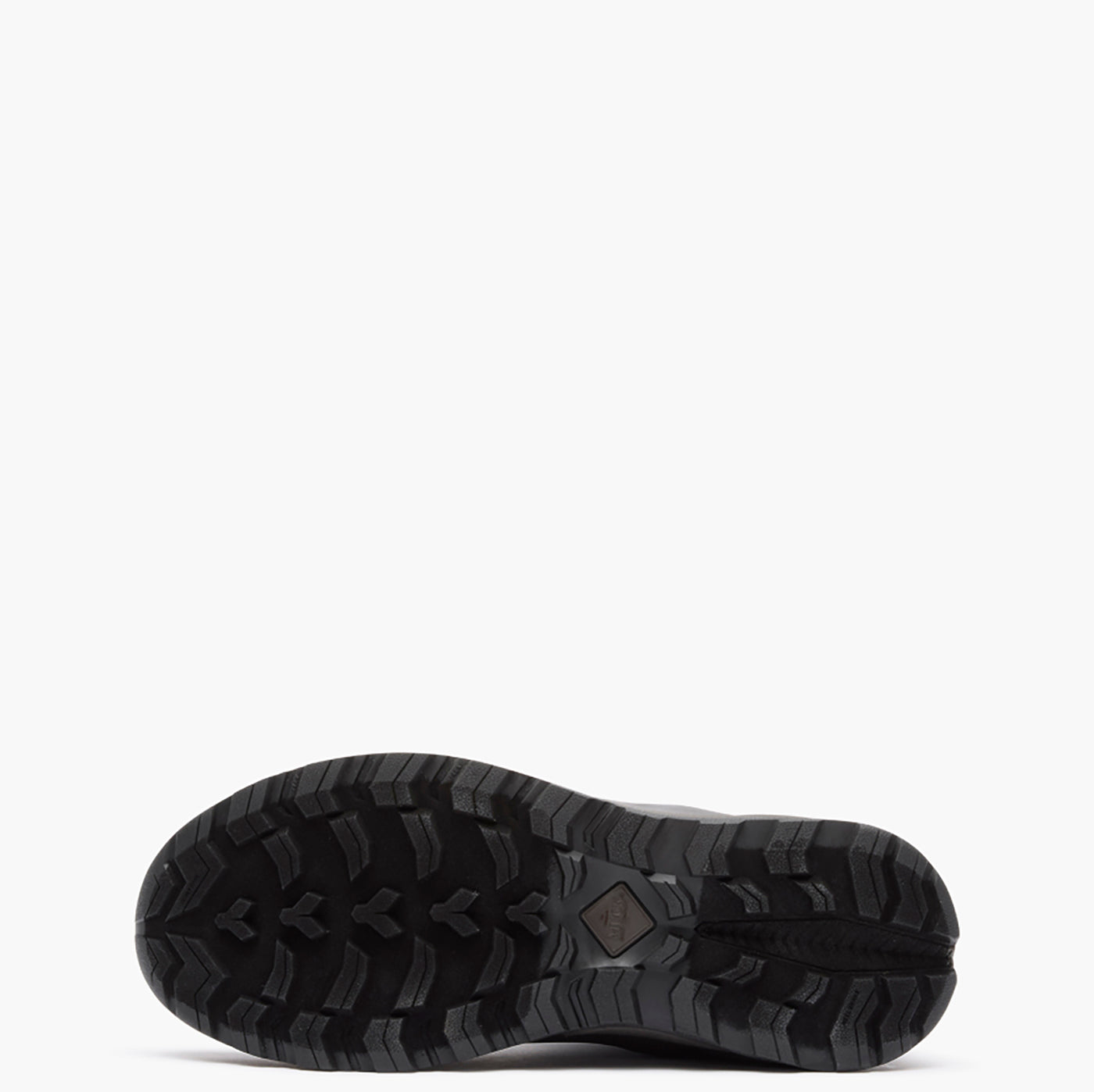 Black sole of a Muck shoe on a white background