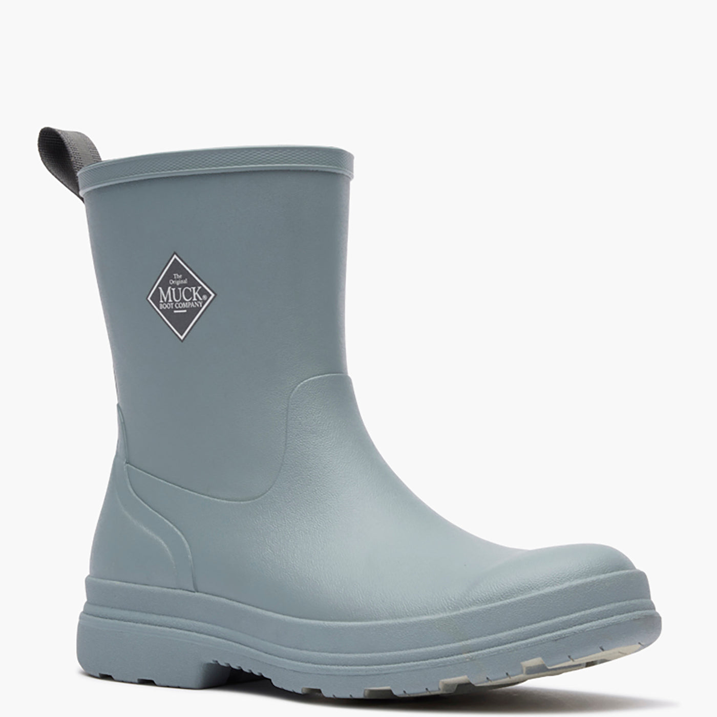Gray rubber boot on a white background