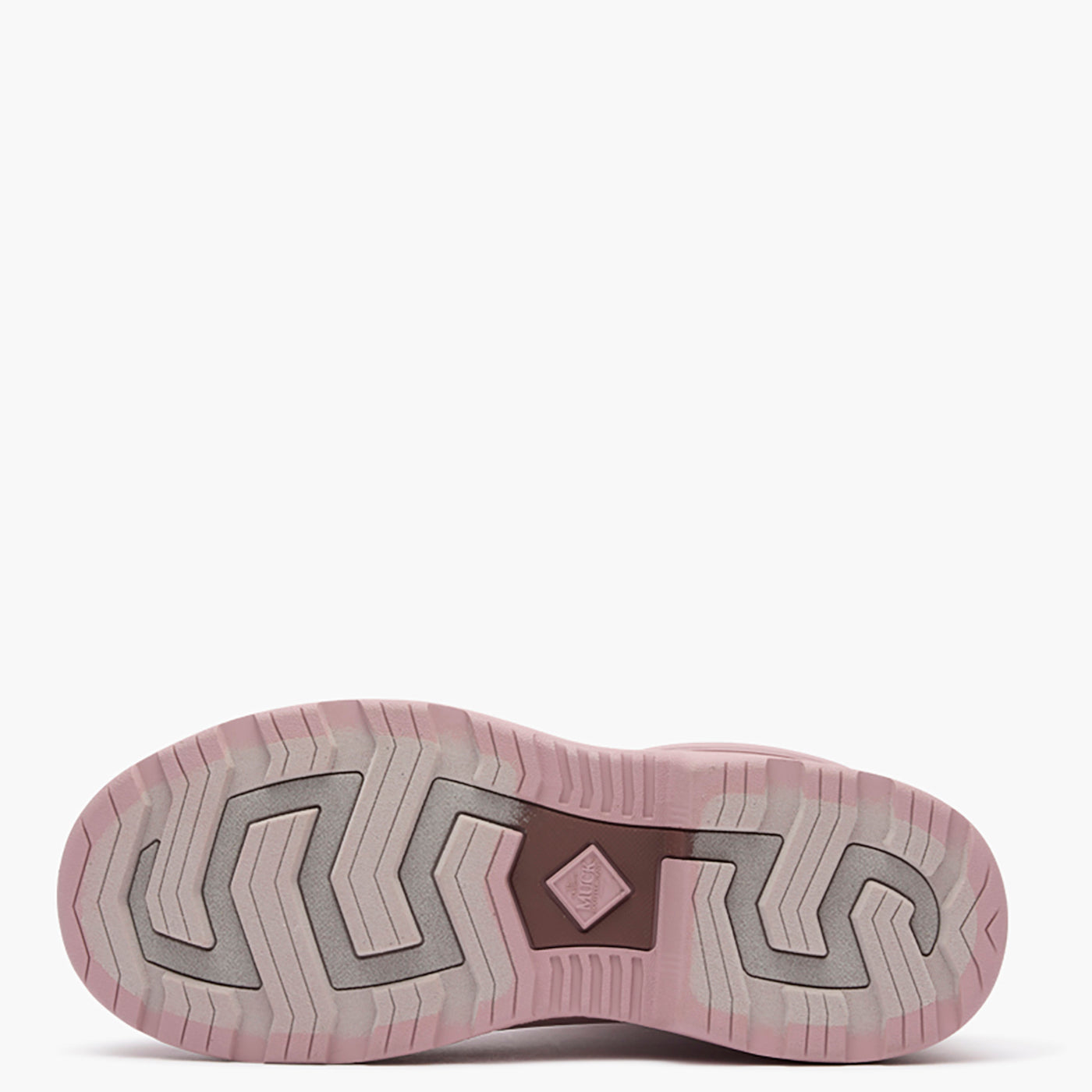 Pink athletic shoe sole with tread pattern on a white background