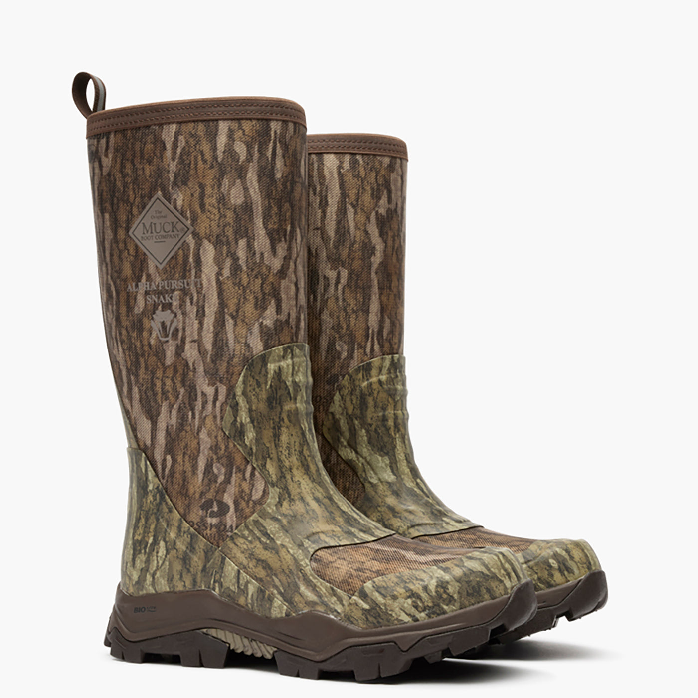 Camouflage boots on a white background