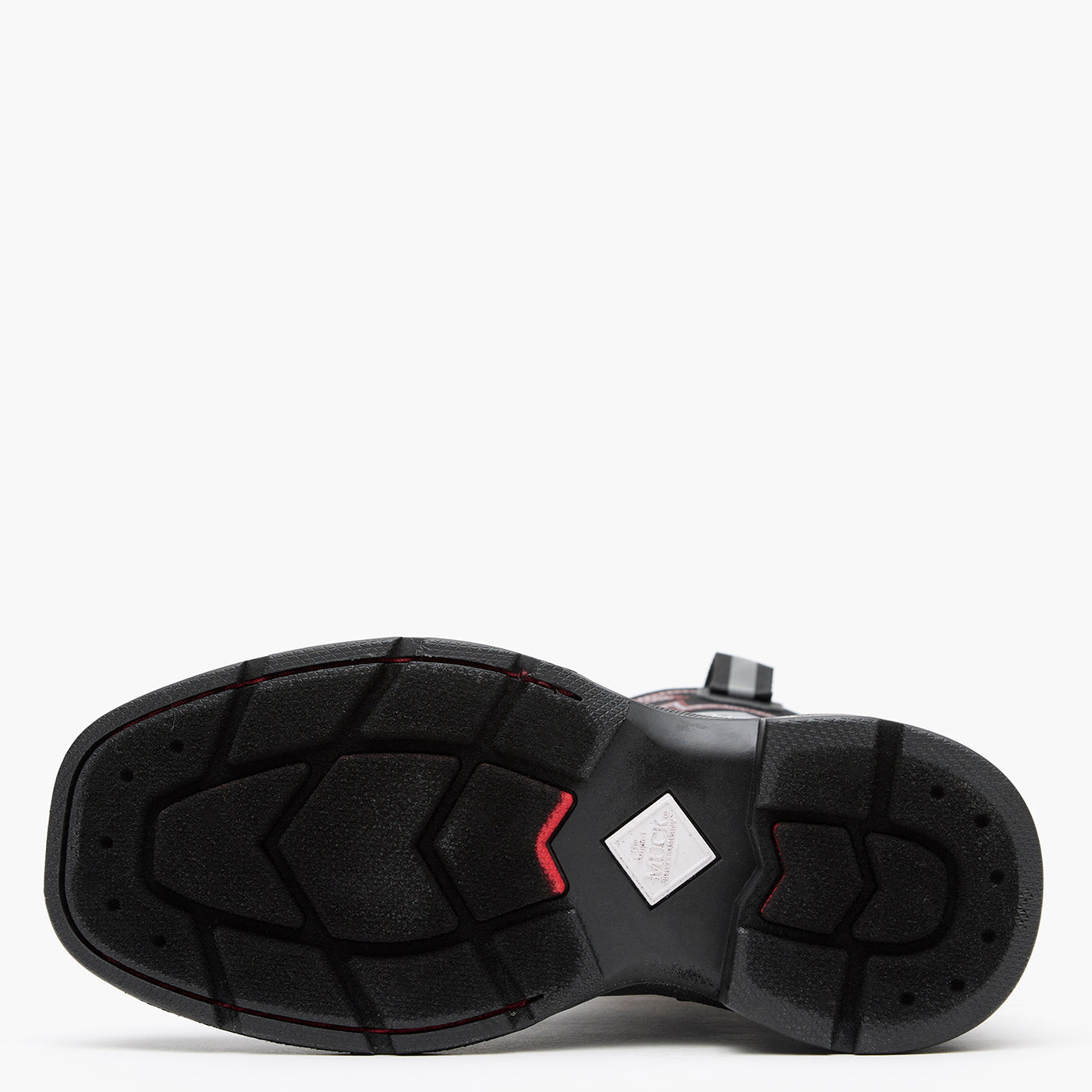 Chore Western Kids Rubber cowboy boot in black with red stitching on a white background