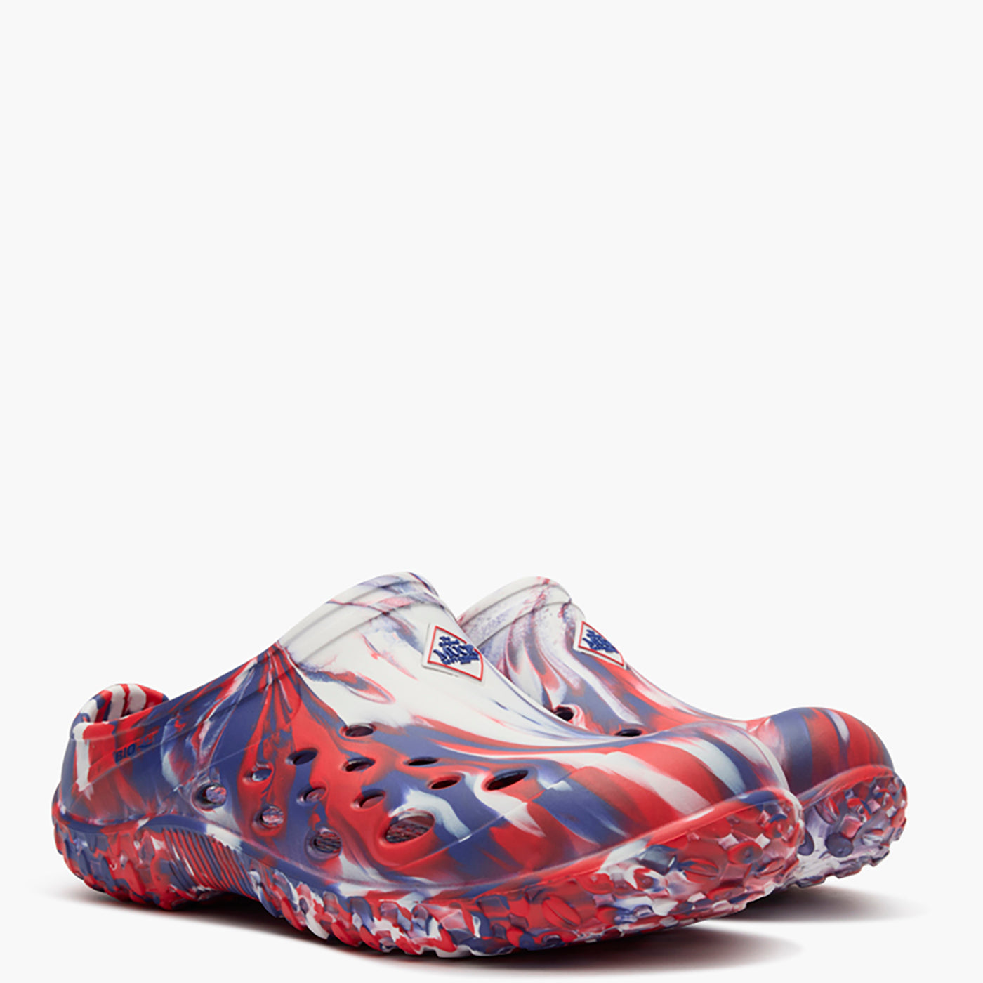 Colorful sandal with a pattern on a white background