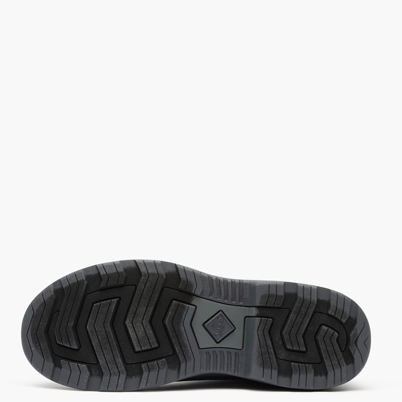 Black athletic shoe sole on a white background