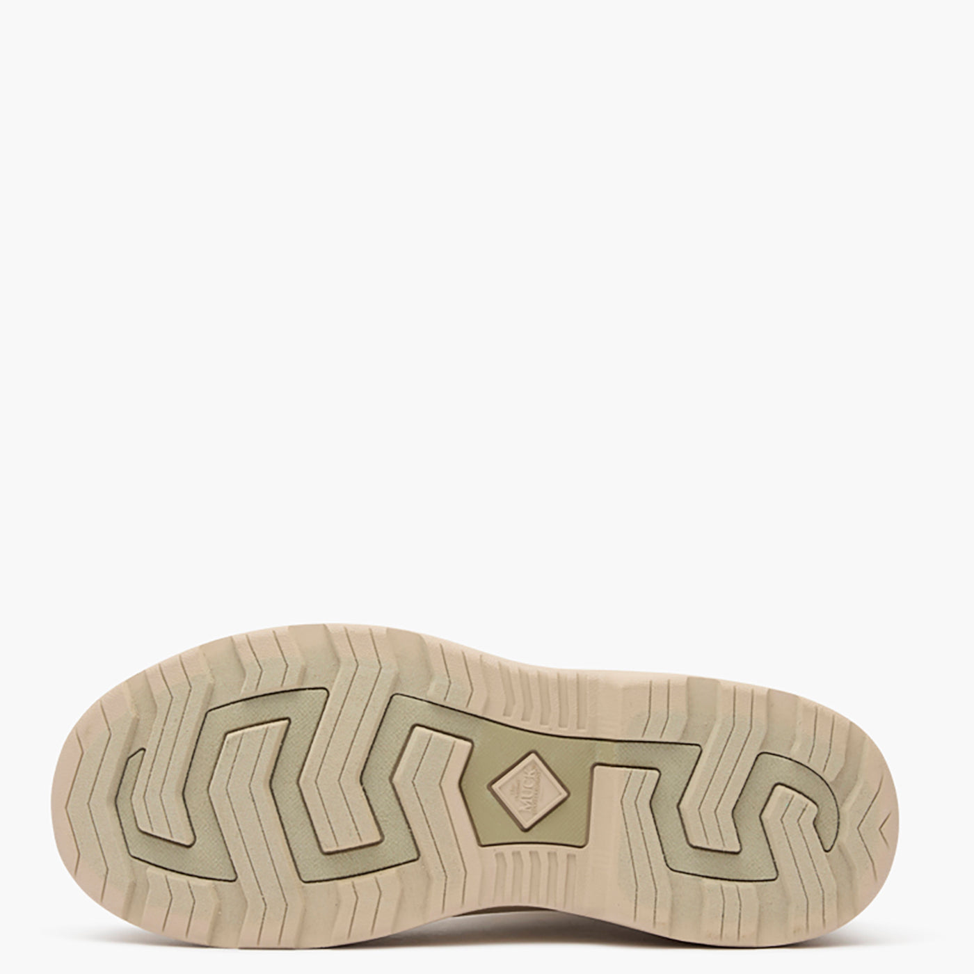 Close-up of a shoe sole with tread pattern on a white background