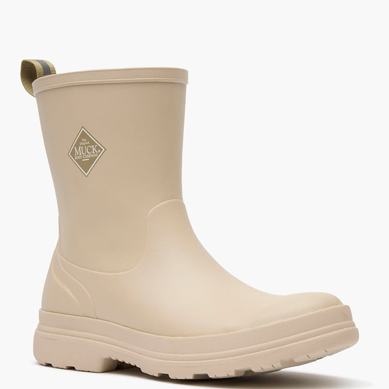 Beige rubber boot with Muck Boot logo on a white background