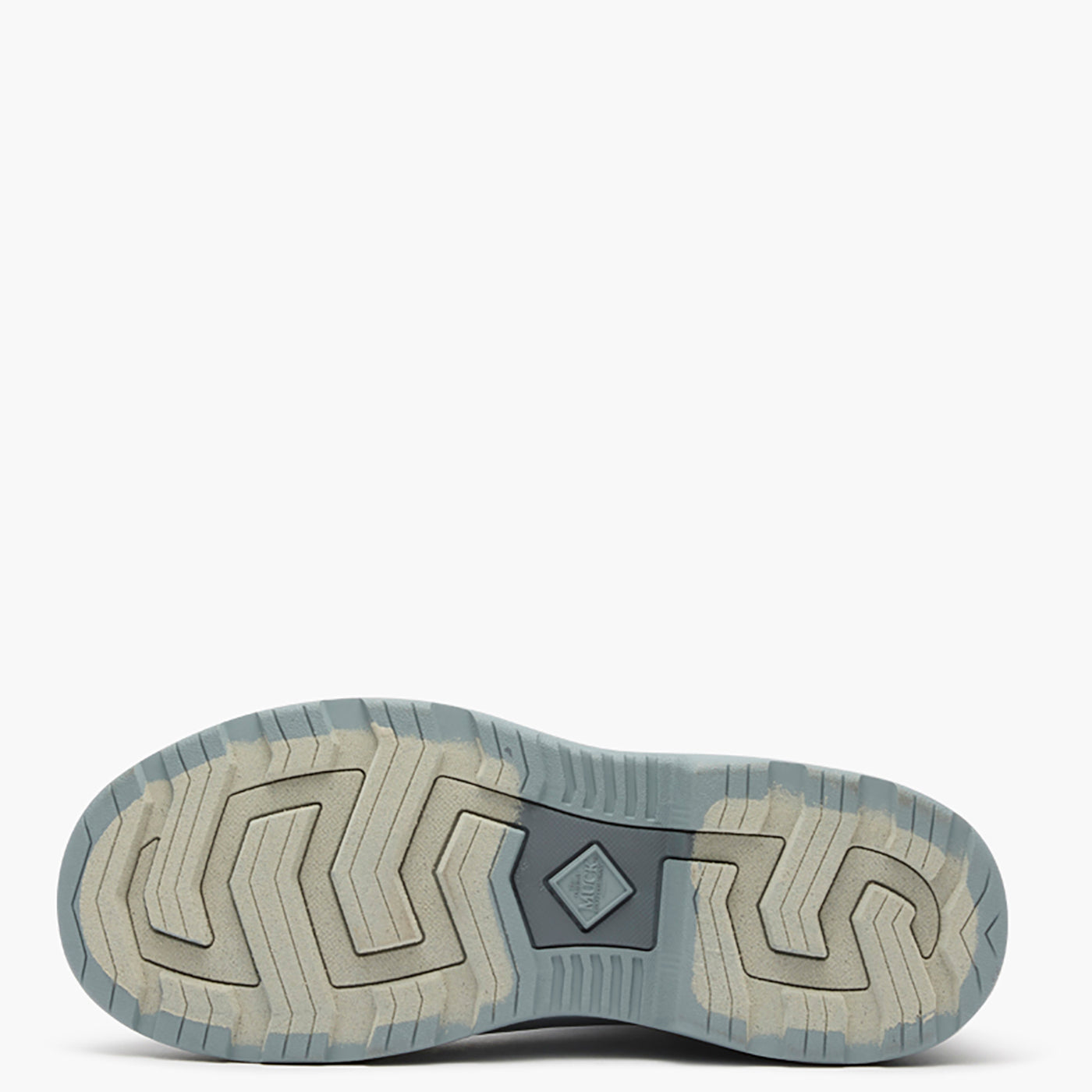 Close-up of a shoe sole with tread pattern on a white background