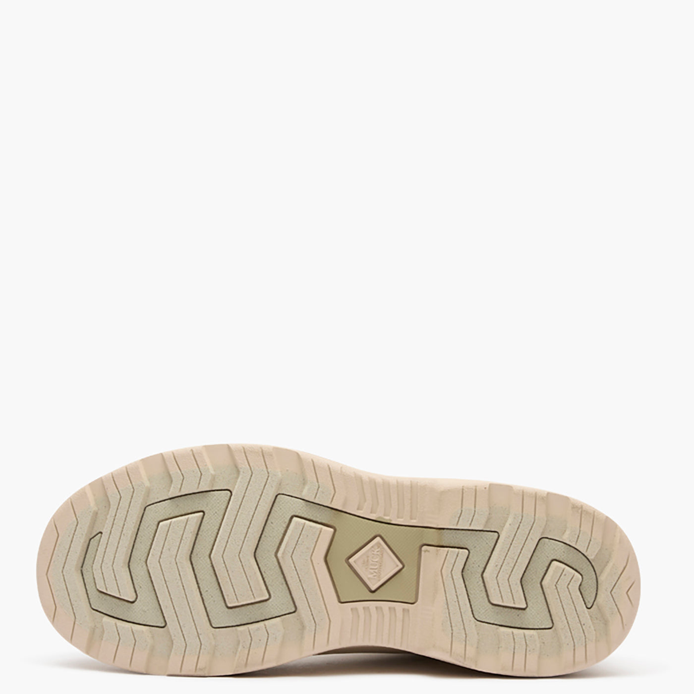 Close-up of a shoe sole with tread pattern on a white background