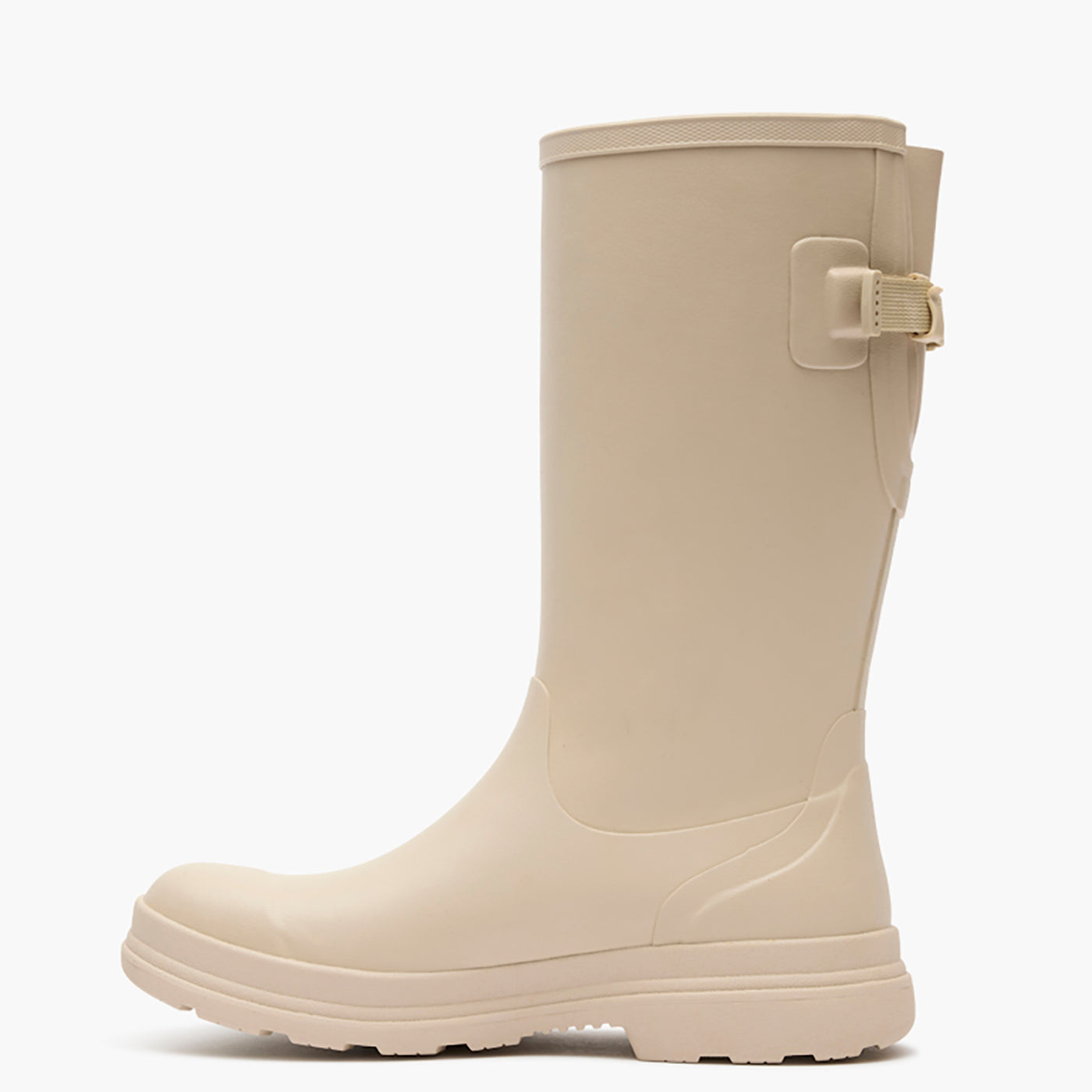 Beige rain boot on a white background