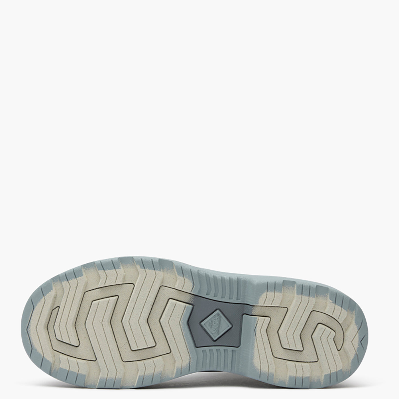 Close-up of a shoe sole with tread pattern on a white background