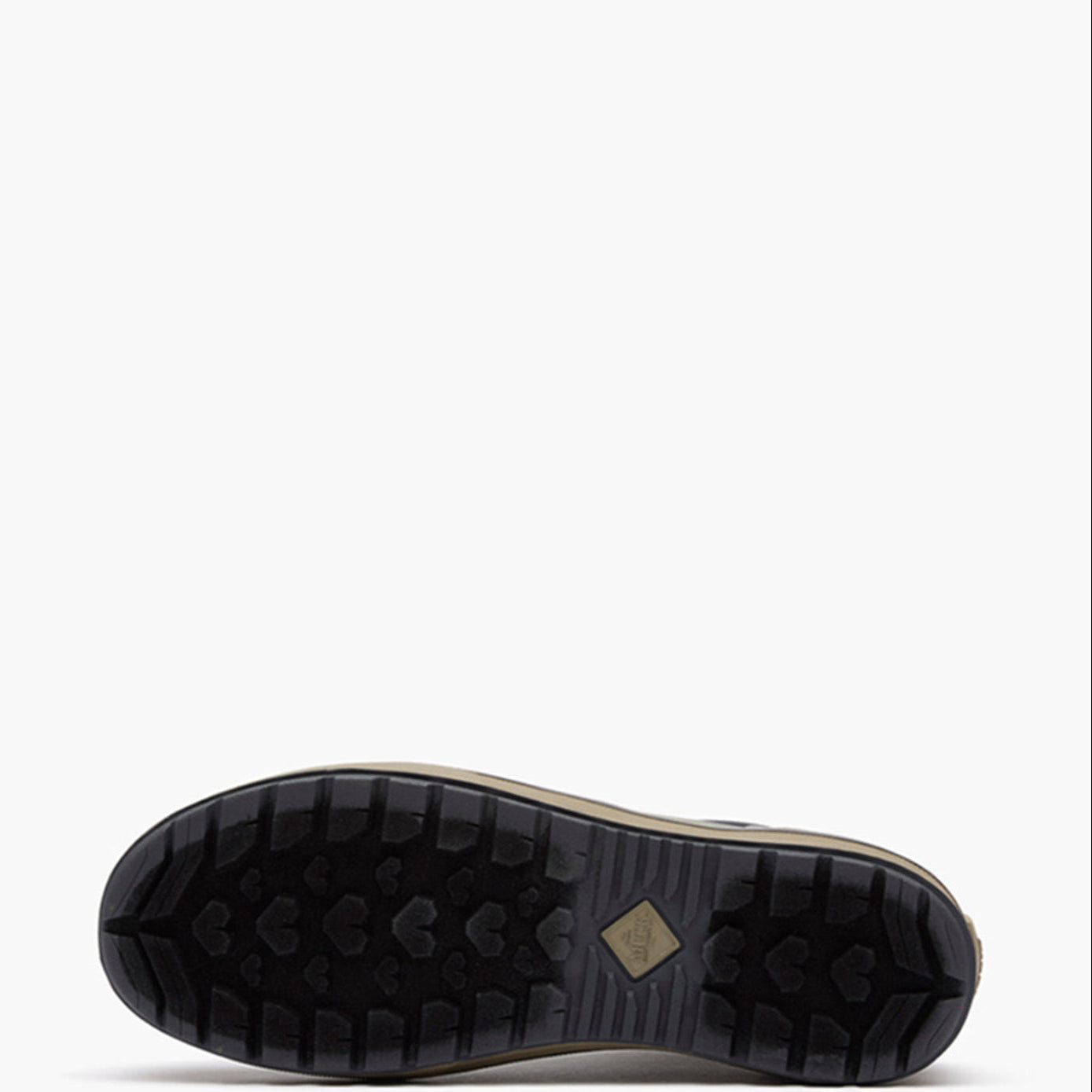 Black sole of a Muck shoe on a white background